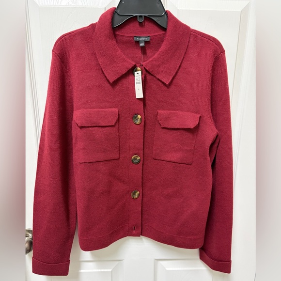 Talbots Red Utility Sweater Jacket - Picture 1 of 5